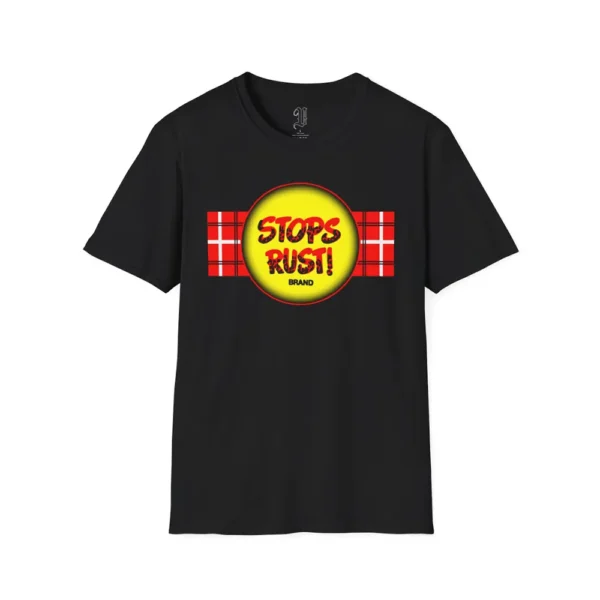 Stops Rust Logo Tee- Black, front