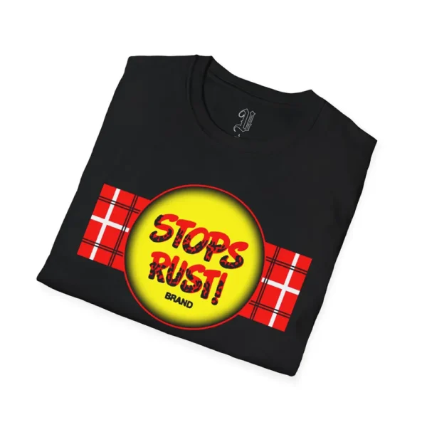Stops Rust Logo Tee- Black, folded