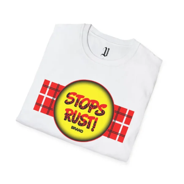 Stops Rust Logo Tee- White, folded